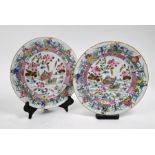 A pair of 18th century Chinese famille rose plates, 22.5 cm diameter