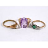 Three various dress rings