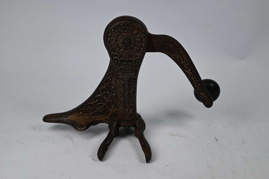 A Gilchrist cast iron counter top mechanical corkscrew