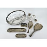 WMF Art Deco electroplated dressing table set and fruit basket