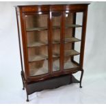 A good quality Sheraton revival style inlaid satinwood display cabinet