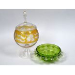Two coloured glass bowls