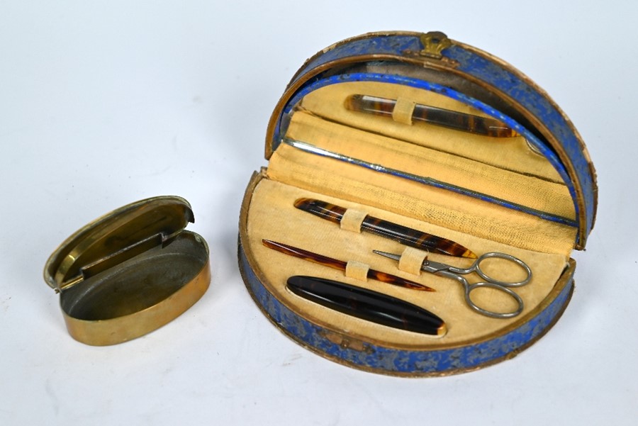 A 19th century Continental tortoiseshell writer's necessaire with white metal mounts - Image 3 of 11