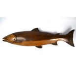 A cast resin life-size salmon trophy