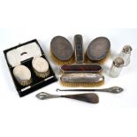 Silver backed hairbrushes, etc.