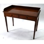 A late Victorian mahogany two drawer 3/4 gallery top side table