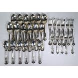 Victorian silver set of Kings pattern flatware