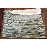 Eight matching lined and interlined duck egg blue silk curtains
