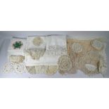 A mixed box of white/ivory table linen