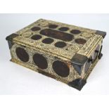 An antique Indian ivory and tortoiseshell veneered sandalwood box