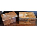 A Victorian walnut writing slope and a rosewood work-box