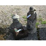 A weathered cast-stone figural garden water feature to/with a 56lb Avery weight