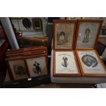 Box of vintage framed music hall song sheet covers