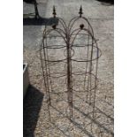 Four weathered steel garden obelisks (4)