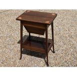 An Edwardian red walnut work table a/f