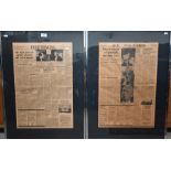 Two framed broadsheet pages