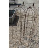 Four weathered steel garden obelisks (4)