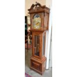 'Emperor Clock Co Ltd' oak and glazed longcase clock