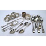 Georgian and later silver flatware and napkin rings