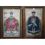 A pair of 19th century Chinese ancestor portraits of court officials, Qing dynasty