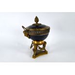 A 19th century Continental large ormolu and porcelain pot pourri bowl and cover