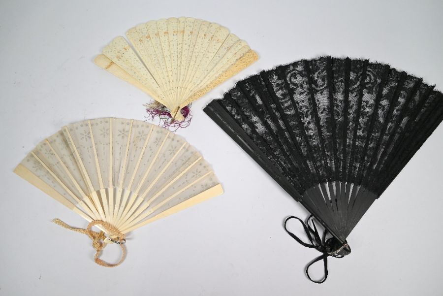 Three antique fans - Image 2 of 2