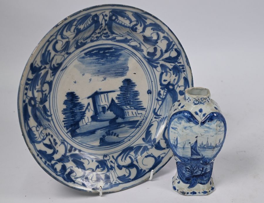 A Delft blue and white plate