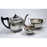 George III matched silver three-piece tea service