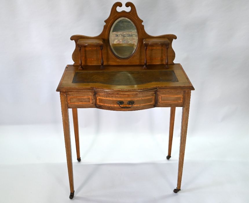 An Edwardian ladies mirror backed writing table - Image 2 of 6