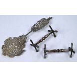 William IV silver knife rests and cabinet spoon