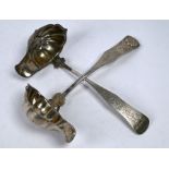 Two 19th Century Continental white metal punch ladles