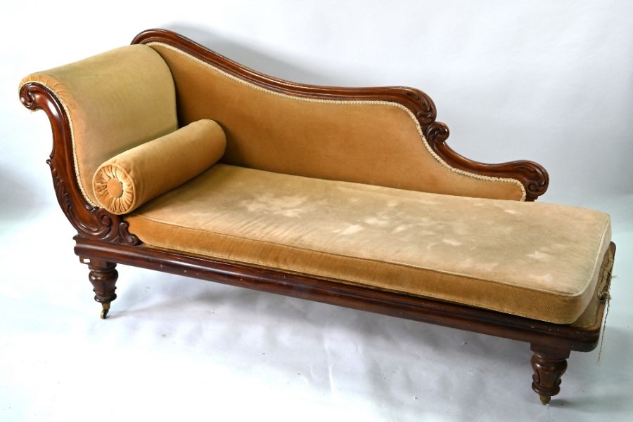 A mid 19th century mahogany framed chaise