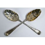 Pair of silver berry spoons