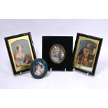 Four various portrait miniatures