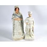 A Victorian Staffordshire pottery large figure of Queen Victoria