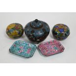 A group of five Chinese cloisonné and enamel items