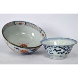 A 17th century Chinese blue and white bowl to/w a Chinese Imari bowl (2)