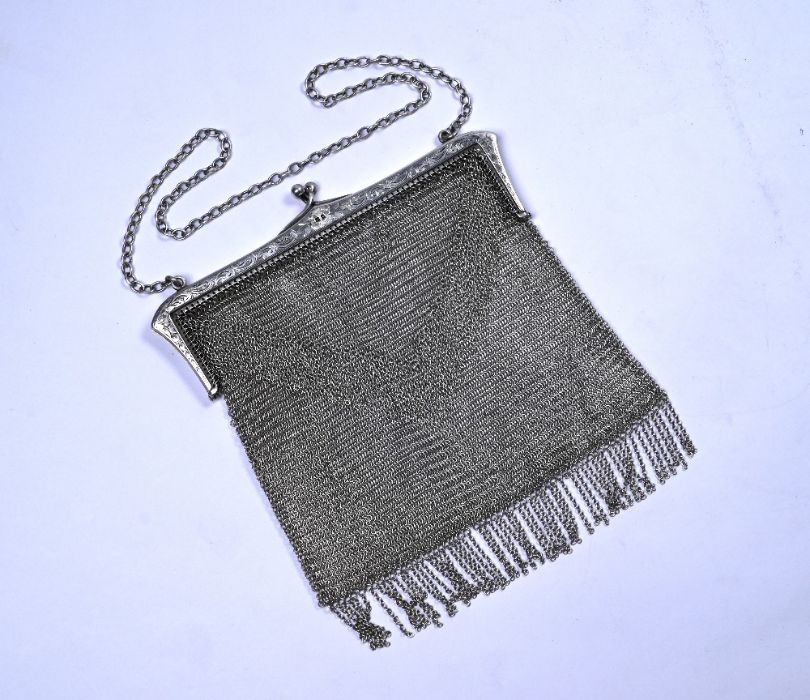 A George V silver mesh purse