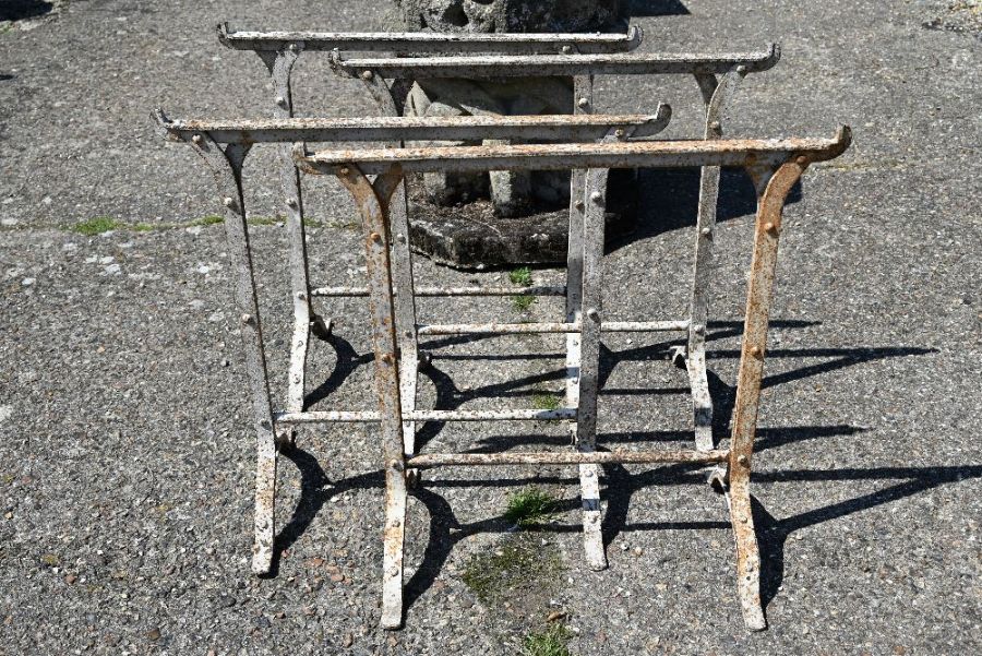 Two pairs of riveted cast iron greenhouse trestle stands, early 20th century - Image 3 of 4