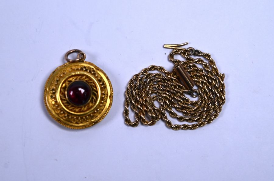 Two pieces of antique jewellery and a gold necklace - Image 2 of 3