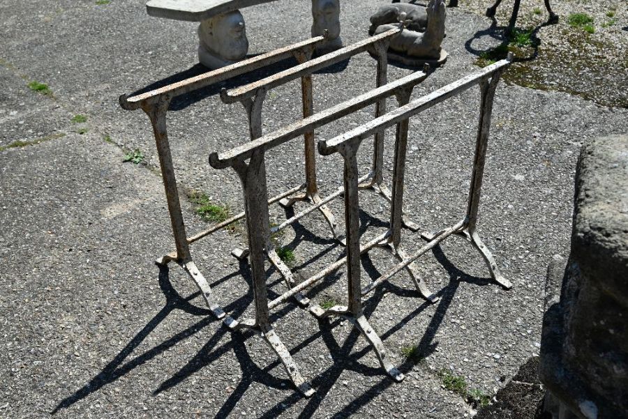 Two pairs of riveted cast iron greenhouse trestle stands, early 20th century - Image 2 of 4