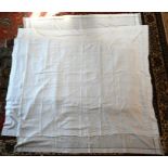 Two antique linen table-cloths and various linen sheets