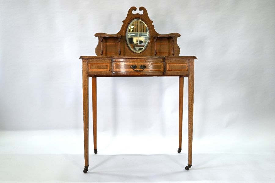 An Edwardian ladies mirror backed writing table - Image 3 of 6