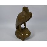 J Masanca, carved stone eagle, signed, 37 cm high