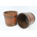 Two teak HMS Iron Duke planters/buckets (2)