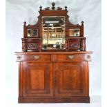 A late 19th century mahogany mirror backed chiffonier