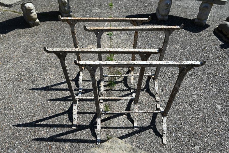 Two pairs of riveted cast iron greenhouse trestle stands, early 20th century