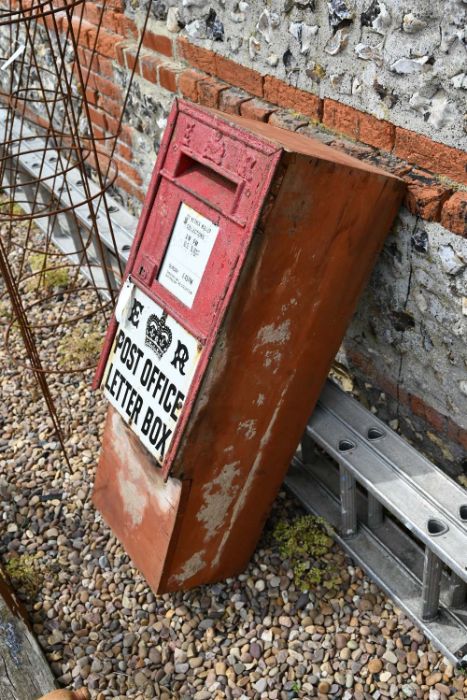 An Edwardian cast iron Post Office wall-box front, with enamel plates - Image 2 of 2