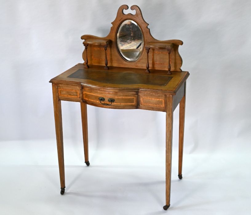 An Edwardian ladies mirror backed writing table