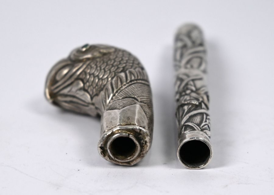 Konoike white metal parasol handle and white metal parrot's head handle - Image 3 of 6